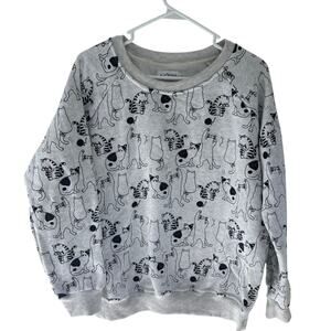 LA Soul All Over Cat Print Pullover Sweatshirt Size Large